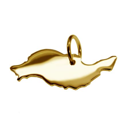 Anhänger der Landkarte Lanzarote in massiv 585 Gelbgold