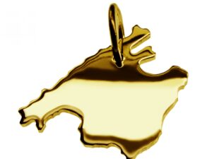 Anhänger der Landkarte Mallorca in massiv 585 Gelbgold