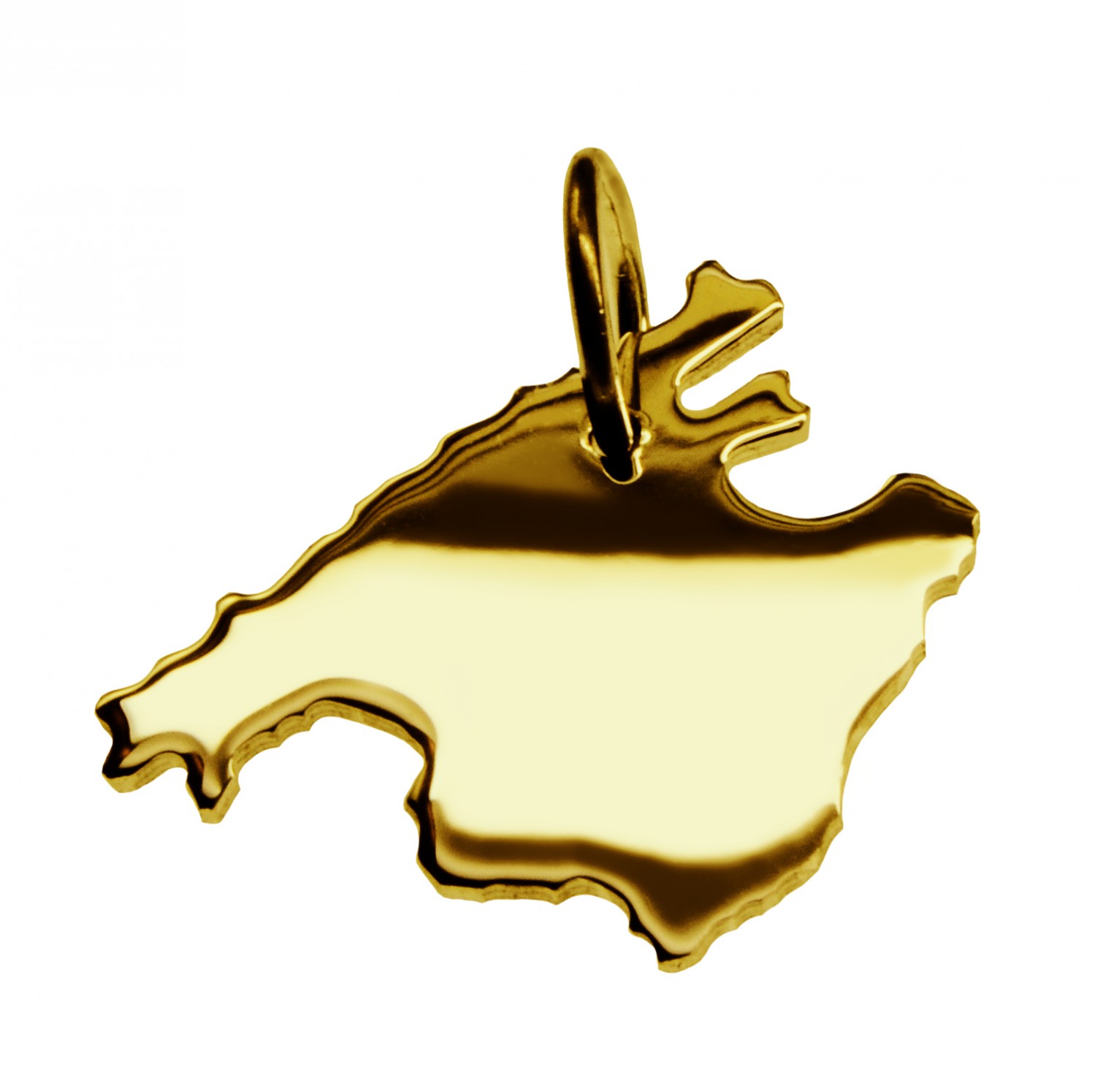 Anhänger der Landkarte Mallorca in massiv 585 Gelbgold