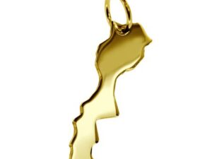 Anhänger der Landkarte Marokko in massiv 333 Gelbgold