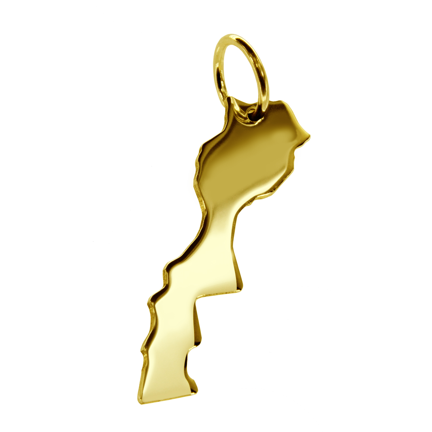 Anhänger der Landkarte Marokko in massiv 585 Gelbgold