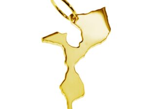 Anhänger der Landkarte Mozambik in massiv 585 Gelbgold