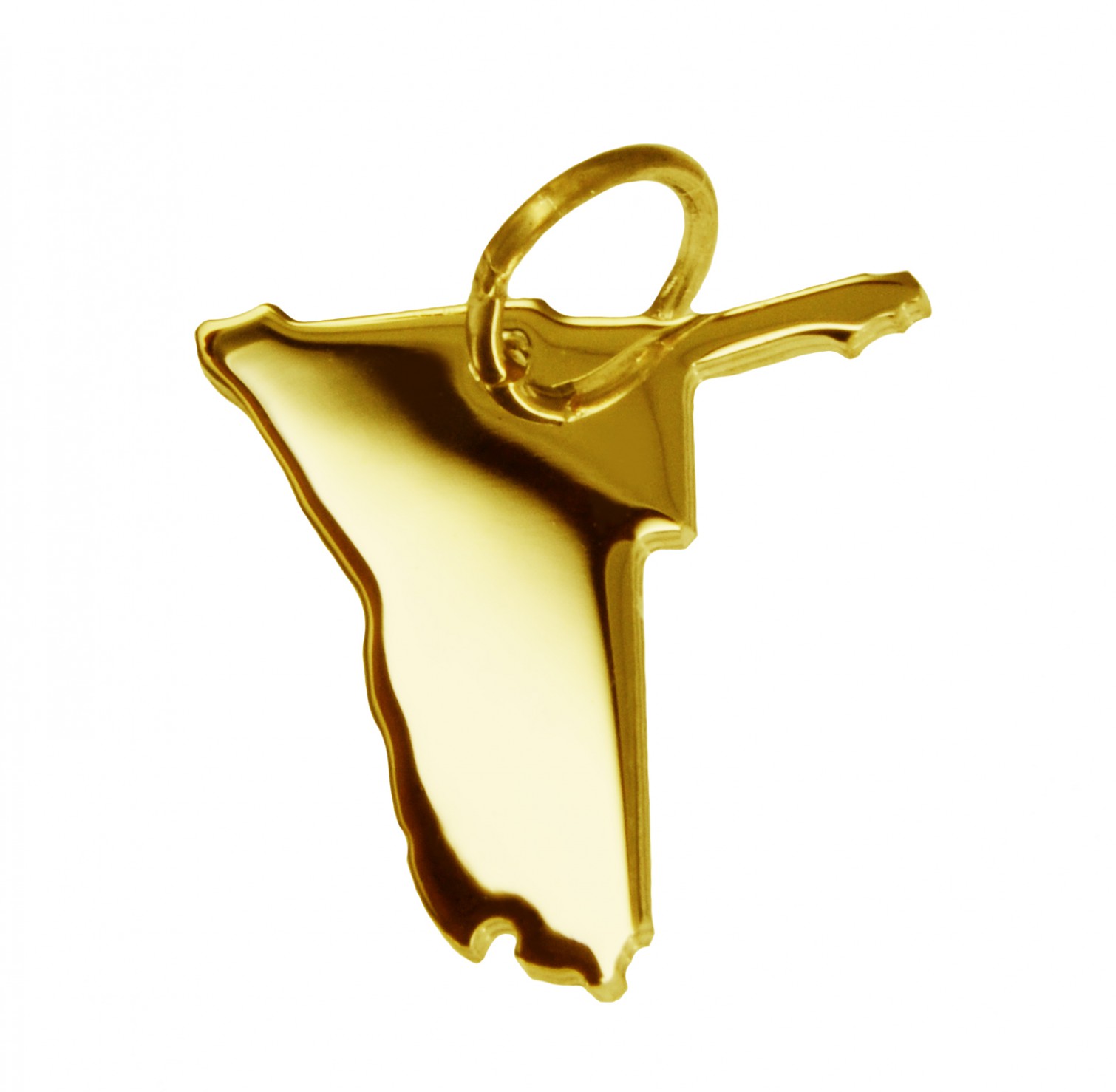 Anhänger der Landkarte Namibia in massiv 333 Gelbgold
