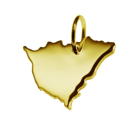 Anhänger der Landkarte Nicaragua in massiv 585 Gelbgold – Bild 3