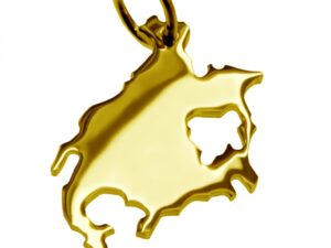 Anhänger der Landkarte Nordamerika in massiv 585 Gelbgold