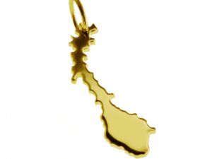 Anhänger der Landkarte Norwegen in massiv 585 Gelbgold