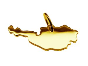 Anhänger der Landkarte Österreich in massiv 333 Gelbgold