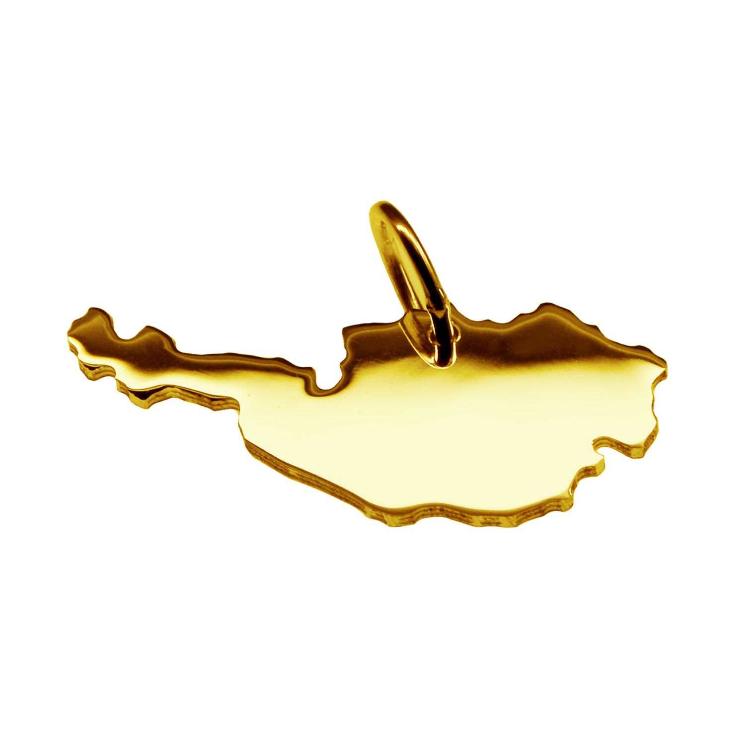 Anhänger der Landkarte Österreich in massiv 333 Gelbgold