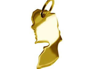 Anhänger der Landkarte Palästina in massiv 333 Gelbgold
