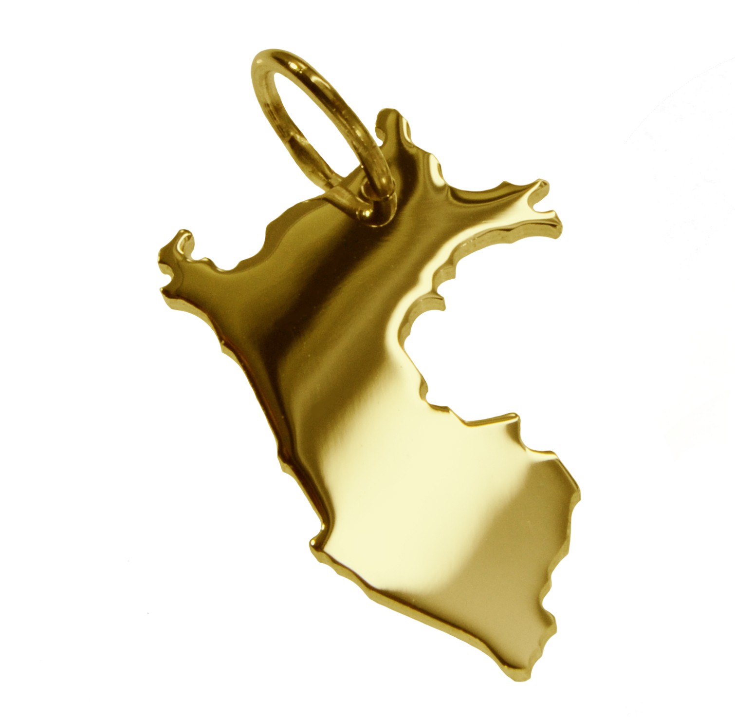 Anhänger der Landkarte Peru in massiv 333 Gelbgold