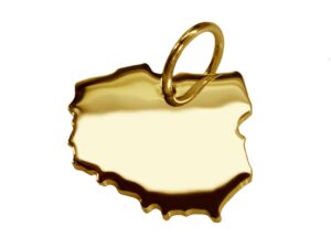 Anhänger der Landkarte Polen in massiv 585 Gelbgold