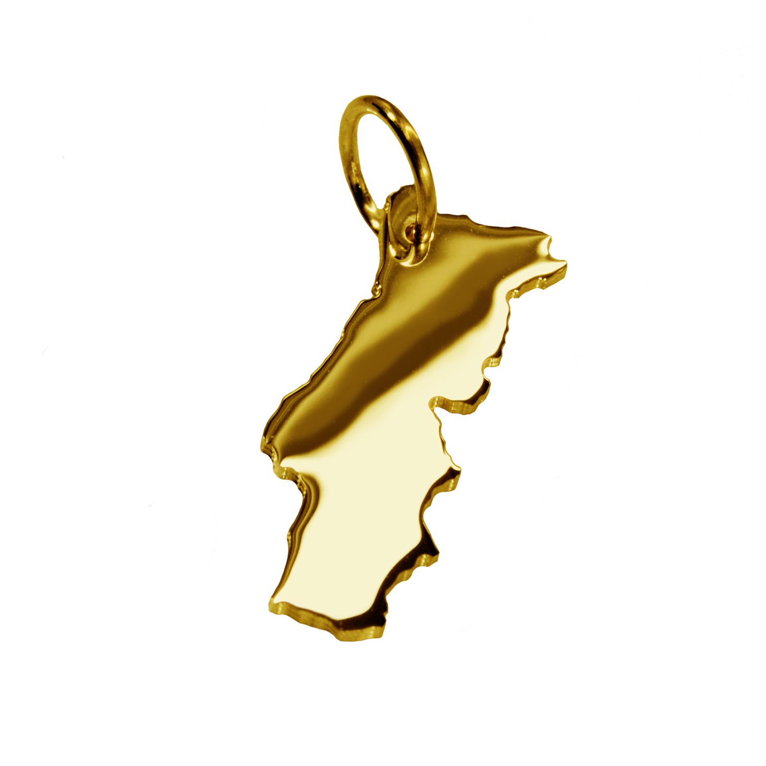 Anhänger der Landkarte Portugal in massiv 585 Gelbgold