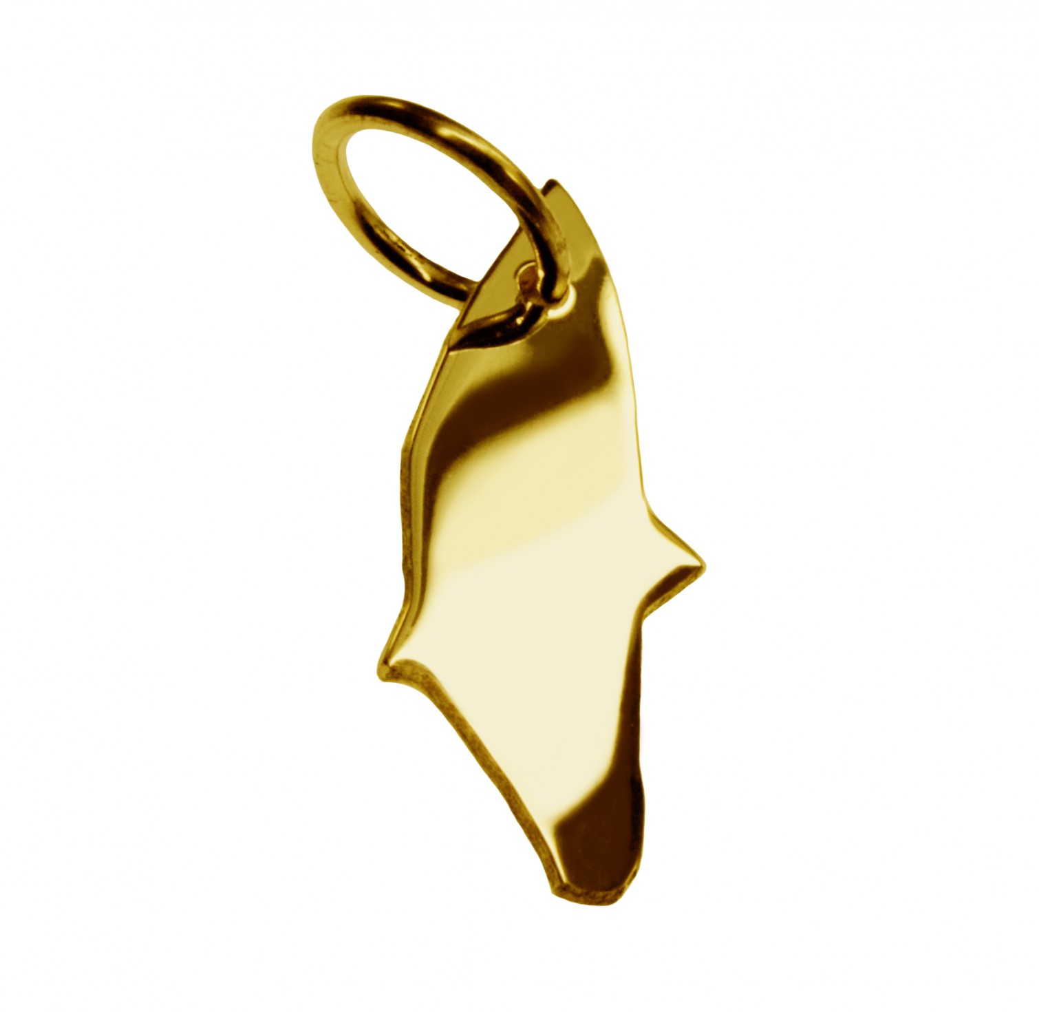 Anhänger der Landkarte Rhodos in massiv 333 Gelbgold