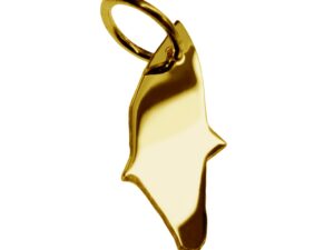 Anhänger der Landkarte Rhodos in massiv 585 Gelbgold