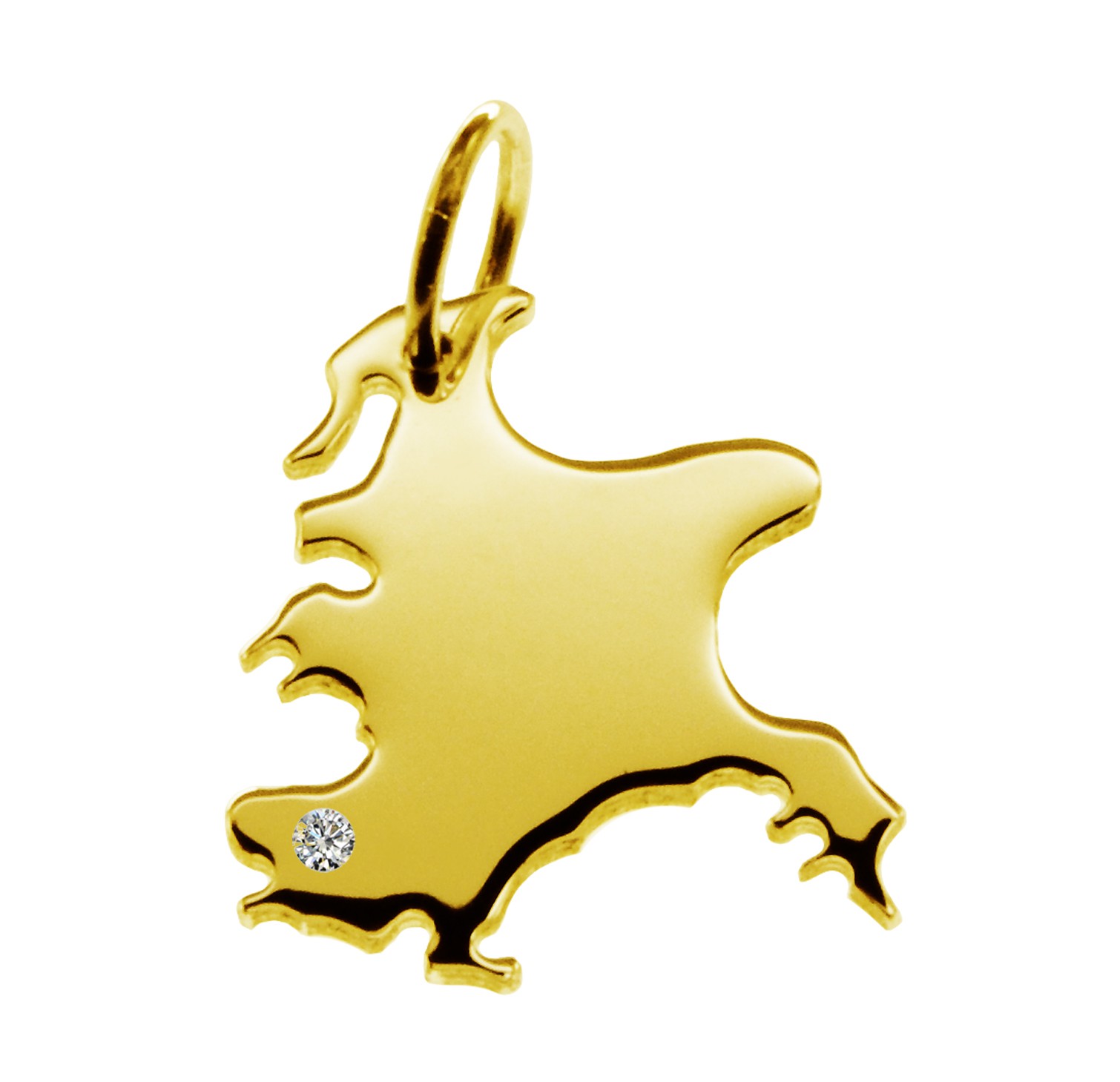 Anhänger Rügen mit Brillant am Wunschort 585 Gelbgold