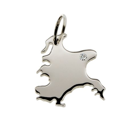 Rügen Anhänger mit Brillant 0,015ct am Wunschort 925 Silber