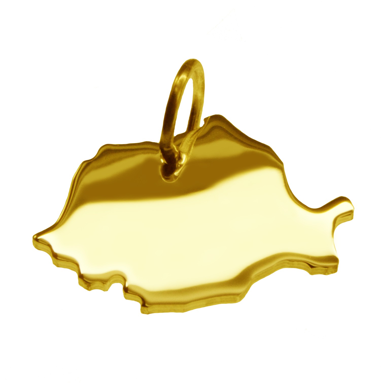 Anhänger der Landkarte Rumänien in massiv 585 Gelbgold
