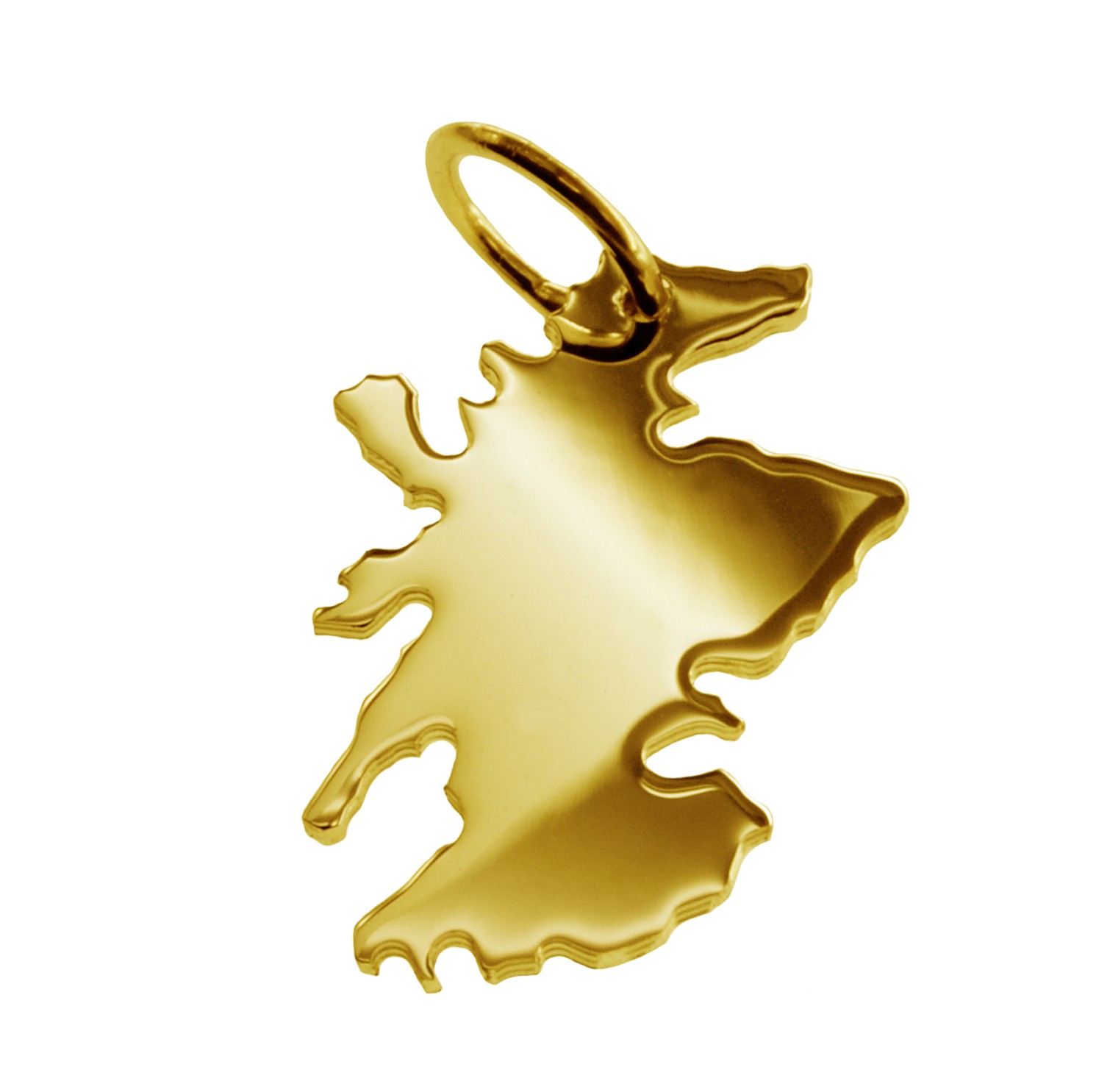 Anhänger der Landkarte Schottland in massiv 333 Gelbgold