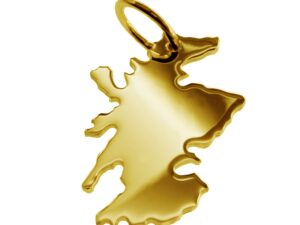 Anhänger der Landkarte Schottland in massiv 585 Gelbgold