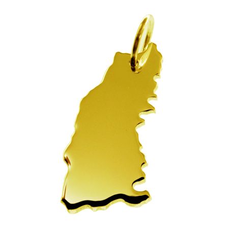 Anhänger der Landkarte Schwarzwald in massiv 333 Gelbgold