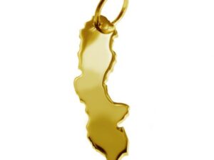 Anhänger der Landkarte Schweden in massiv 333 Gelbgold