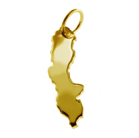 Anhänger der Landkarte Schweden in massiv 333 Gelbgold
