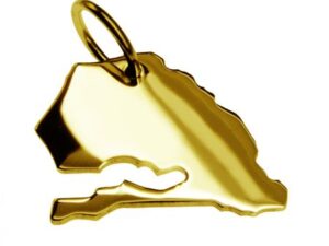 Anhänger der Landkarte Senegal in massiv 585 Gelbgold