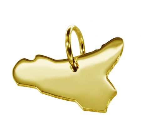 Anhänger der Landkarte Sizilien in massiv 585 Gelbgold – Bild 3