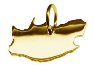 Anhänger der Landkarte Südafrika in massiv 585 Gelbgold