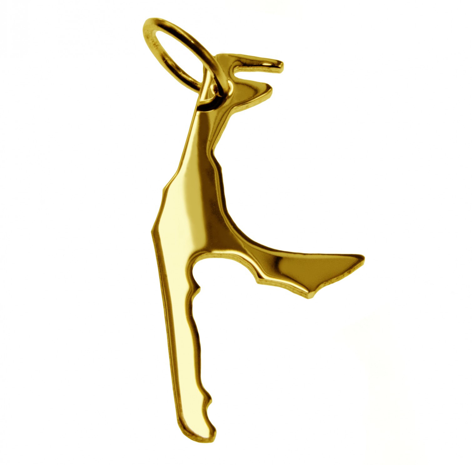 Anhänger der Landkarte Sylt in massiv 585 Gelbgold