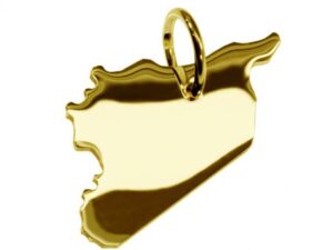 Anhänger der Landkarte Syrien in massiv 333 Gelbgold
