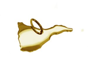 Anhänger der Landkarte Teneriffa in massiv 333 Gelbgold