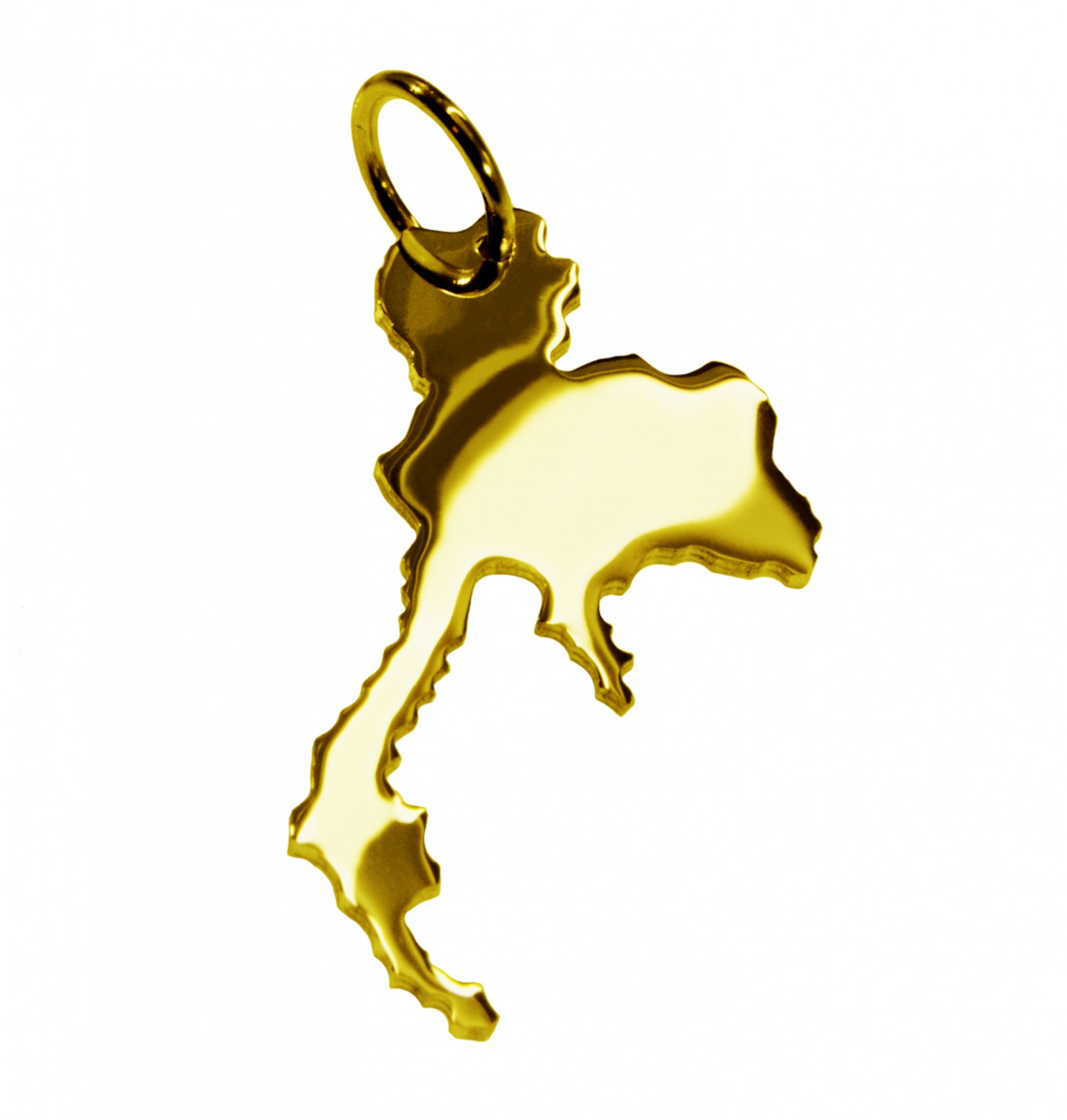 Anhänger der Landkarte Thailand in massiv 333 Gelbgold
