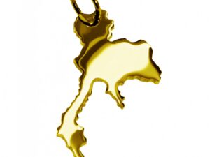 Anhänger der Landkarte Thailand in massiv 585 Gelbgold