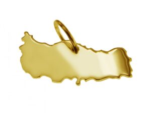 Anhänger der Landkarte Türkei in massiv 333 Gelbgold