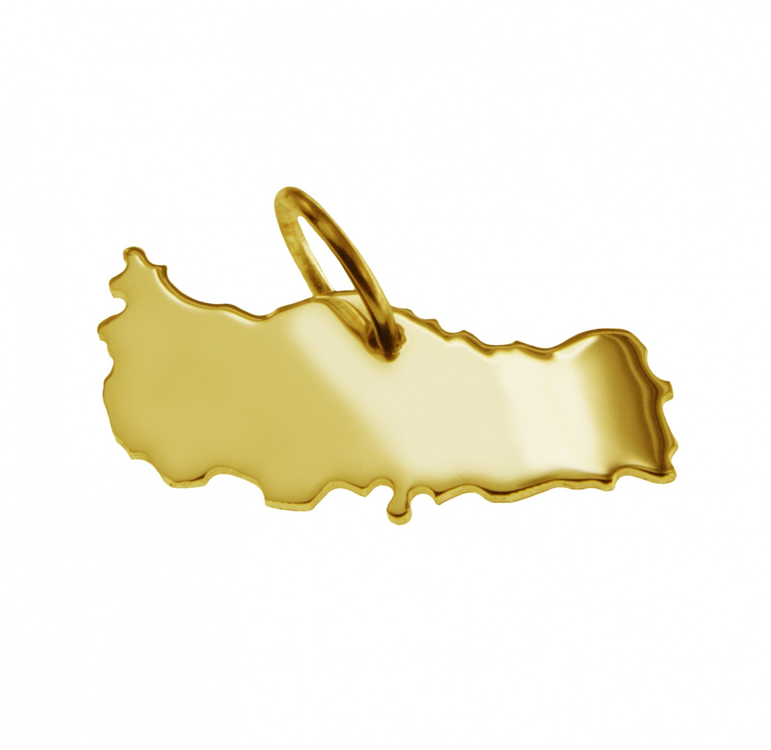 Anhänger der Landkarte Türkei in massiv 585 Gelbgold