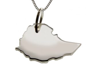 50cm Halskette + Äthiopien Anhänger in massiv 925 Silber