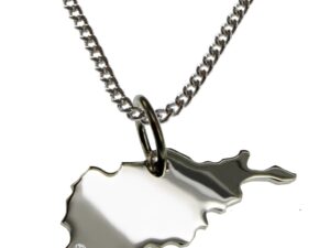 50cm Kette + Afghanistan mit Brillant am Wunschort in 925 Silber