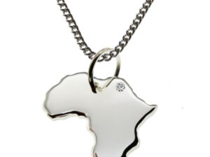 50cm Kette + Afrika mit Brillant am Wunschort in 925 Silber
