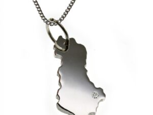 50cm Kette + Albanien mit Brillant am Wunschort in 925 Silber