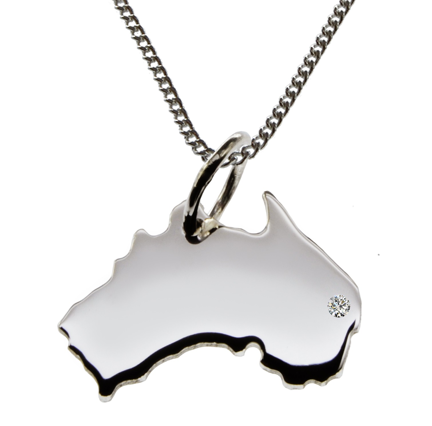 50cm Kette + Australien mit Brillant am Wunschort in 925 Silber