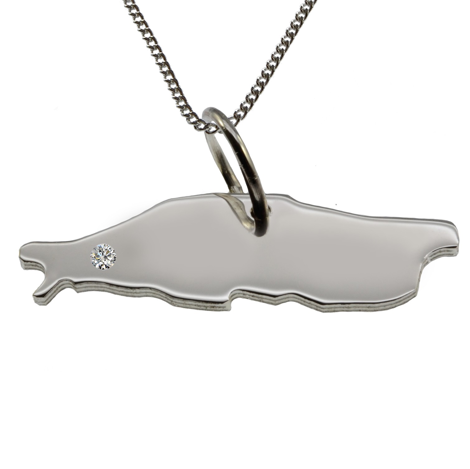50cm Kette + Baltrum mit Brillant am Wunschort in 925 Silber