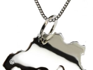 50cm Kette + Belgien mit Brillant am Wunschort in 925 Silber