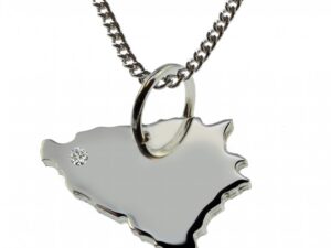 50cm Kette + Bosnien mit Brillant am Wunschort in 925 Silber
