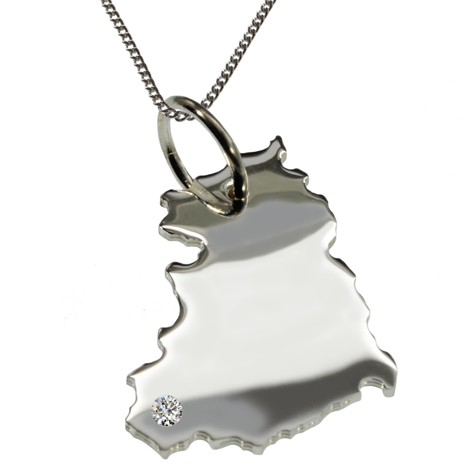 50cm Kette + DDR mit Brillant am Wunschort in 925 Silber