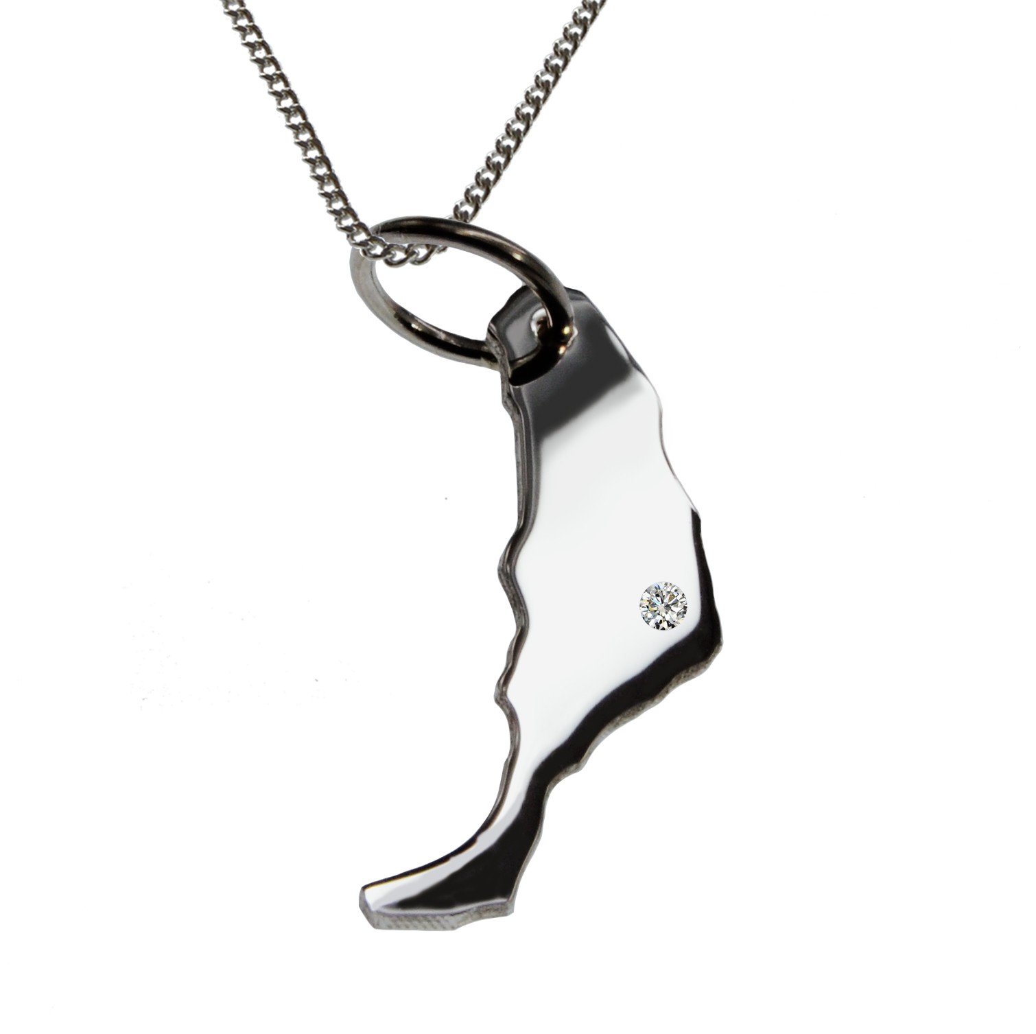 Kette + Fuerteventura mit Brillant am Wunschort in 925 Silber