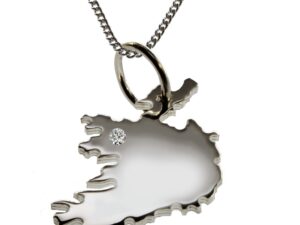 50cm Kette + Irland mit Brillant am Wunschort in 925 Silber