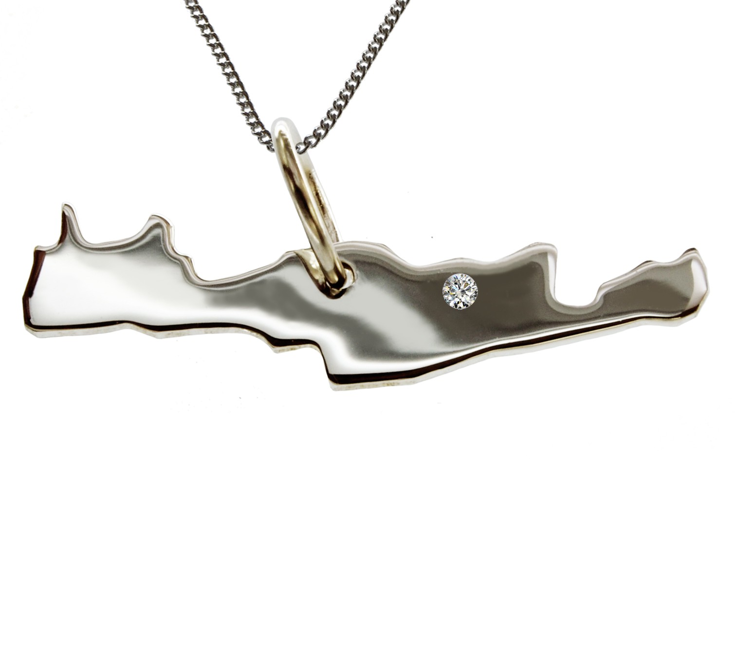 50cm Kette + Kreta mit Brillant am Wunschort in 925 Silber