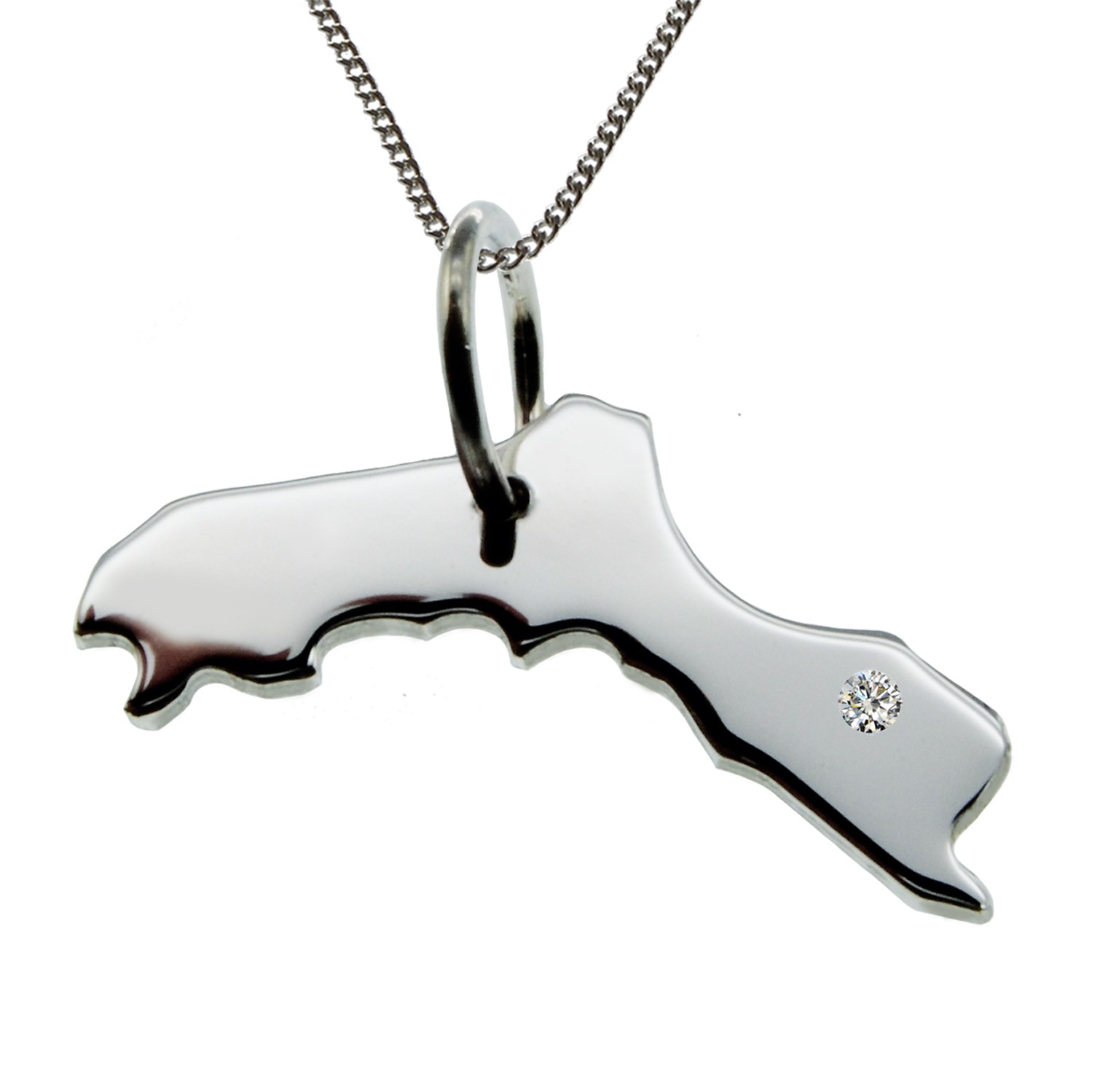 50cm Kette + Kurdistan mit Brillant am Wunschort in 925 Silber