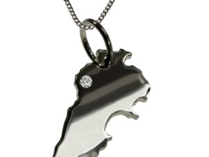 50cm Kette + Libanon mit Brillant am Wunschort in 925 Silber